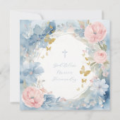 ダスティブルーバプテスマフローラ招待状 招待状 (裏面)