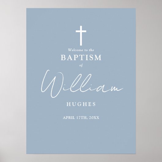 ダスティブルーバプテスマ《キリスト教》洗礼式や命名式ウェルカムサイン ポスター (正面)