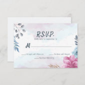 ダスティブルーバラとピンクフローラRSVP 出欠カード (正面/裏面)