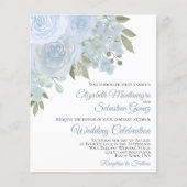 ダスティブルーバラエレガント予算結婚式招待状 (正面)