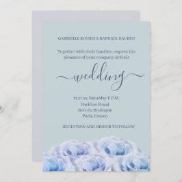 ダスティブルーバラセージエレガントグレイ結婚フローラ 招待状