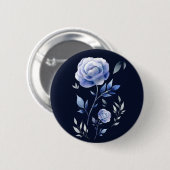 ダスティブルーバラネイビーブルーエレガントフローラ 缶バッジ (正面&裏面)
