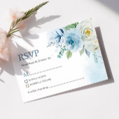 ダスティブルーバラフローラウェディングRSVPカード 出欠カード
