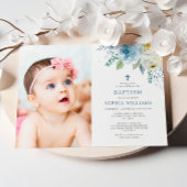 ダスティブルーバラフローラフォトガールバプテスマ 招待状