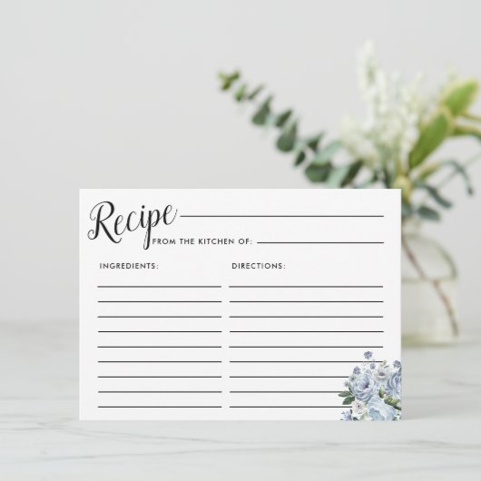 ダスティブルーバラフローラブライダルシャワーレシピカード エンクロージャーカード (スタンド正面)