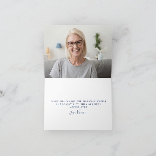 ダスティブルーバラフローラ写真内70誕生日 サンキューカード (内部)