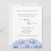 ダスティブルーバラホワイトエレガントフローラ結婚ズ 招待状 (正面)