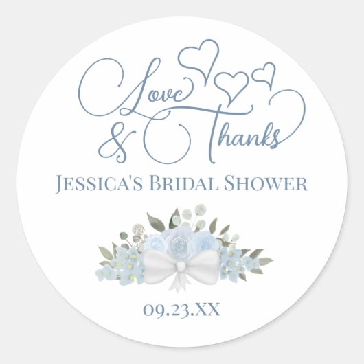 ダスティブルーバララブ&感謝していブライダルシャワー ラウンドシール (正面)