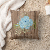 ダスティブルーバラ新し結婚いWe3ddingギフトパーソナル クッション (ブランケット)