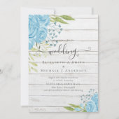 ダスティブルーバラ素朴流木の結婚式の招待 (正面)