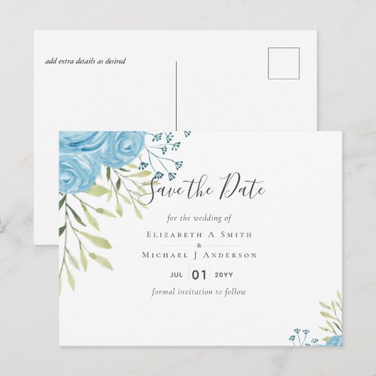 ダスティブルーバラ結婚ズ予算 ポストカード (正面/裏面)