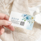 ダスティブルーバラ結婚フローラのQRコードRSVP エンクロージャーカード