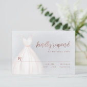 ダスティブルーバラ金ゴールドエレガントスパークルドレスRSVP 出欠カード (スタンド正面)