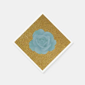 ダスティブルーバラ金ゴールドグリッター結婚ブライダルシャワー スタンダードカクテルナプキン (角)