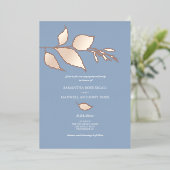 ダスティブルーバラ金ゴールド婚約パーティ 箔招待状 (立ち正面)