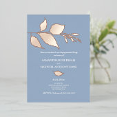 ダスティブルーバラ金ゴールド婚約パーティ 箔招待状 (立ち正面)