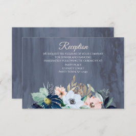 ダスティブルーバラ金ゴールド水彩披露宴カード 招待状