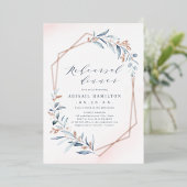 ダスティブルーバラ金ゴールド素朴リハーサルディナー 箔招待状 (立ち正面)