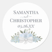 ダスティブルーバラ&フラスブーケシンプルス結婚ズ ラウンドシール (正面)