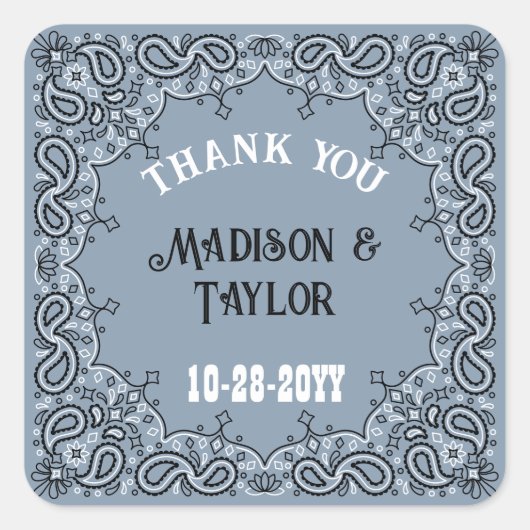 ダスティブルーバンダナサンキューウェスタン結婚ズ スクエアシール (正面)