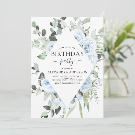 ダスティブルーバースデーパーティーフローラ招待状 招待状 (スタンド正面)