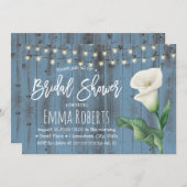 ダスティブルーバーンウッドリリーブラワーブライダルシャワー 招待状 (正面/裏面)