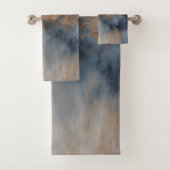 ダスティブルーバーンドオレンジネイビー抽象芸術 バスタオルセット (インサイチュ)