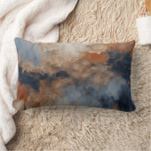 ダスティブルーバーンドオレンジネイビー抽象芸術 ランバークッション (ブランケット)