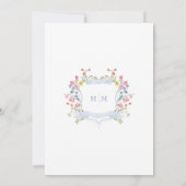 ダスティブルーパステルエレガントワイルドフラワークレスト結婚ズ 招待状 (裏面)