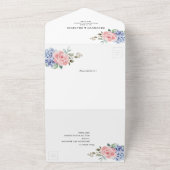 ダスティブルーパステルピンクアジサイフローラ結婚ズ オールインワン招待状 (外側)