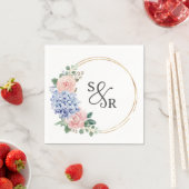 ダスティブルーパステルピンクアジサイフローラ結婚ズ スタンダードカクテルナプキン (インサイチュ)