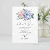 ダスティブルーパステルピンクアジサイブライダルシャワー サンキューカード (スタンド正面)