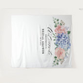 ダスティブルーパステルピンクアジサイブライダルシャワー タペストリー (正面(横))