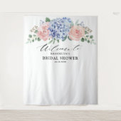 ダスティブルーパステルピンクアジサイブライダルシャワー タペストリー (正面)