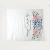 ダスティブルーパステルピンクアジサイブライダルシャワー タペストリー (正面(横))