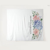 ダスティブルーパステルピンクアジサイ結婚ズの背景 タペストリー (正面(横))