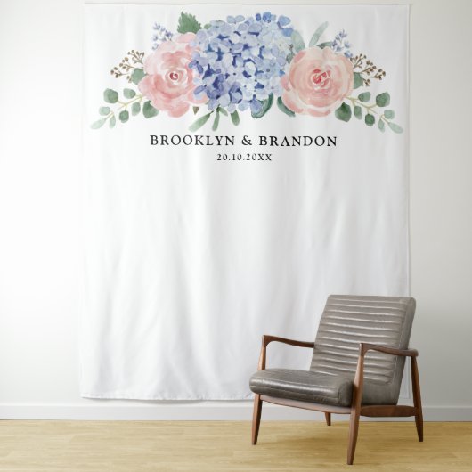 ダスティブルーパステルピンクアジサイ結婚ズの背景 タペストリー (インサイチュ)