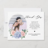 ダスティブルーパステルピンクアジサイ結婚ズ サンキューカード (正面)