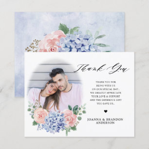 ダスティブルーパステルピンクアジサイ結婚ズ サンキューカード