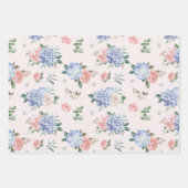 ダスティブルーパステルピンクアジサイ結婚ズ ラッピングペーパーシート (正面3)