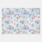 ダスティブルーパステルピンクアジサイ結婚ズ ラッピングペーパーシート (正面2)