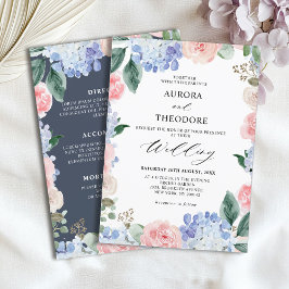 ダスティブルーパステルピンクアジサイ結婚ズ 招待状