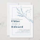 ダスティブルーパンパスグラスリハーサルモダンディナー 招待状 (正面)