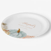 ダスティブルーパンプキンブライダルシャワー ペーパープレート (アングル)