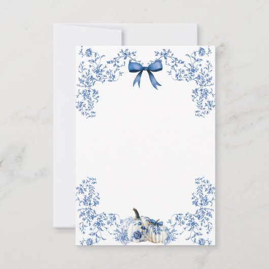 ダスティブルーパンプキン秋フローラボーイベビーシャワー サンキューカード (裏面)