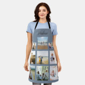 ダスティブルーパーソナライズされたファミリーフォトコラージュ名 エプロン (着用した状態)