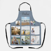 ダスティブルーパーソナライズされたファミリーフォトコラージュ名 エプロン (正面)