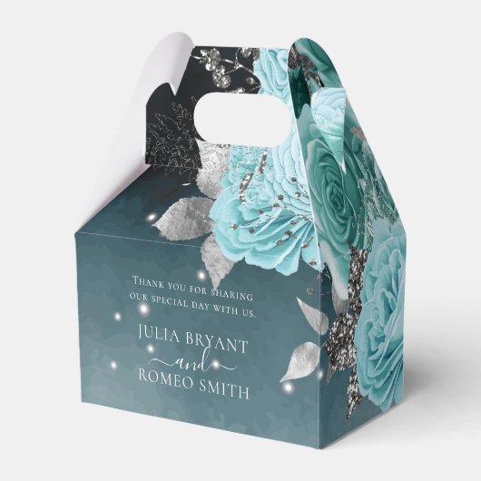 ダスティブルーパーソナライズされたフローラ結婚ズ フェイバーボックス (正面サイド)