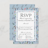 ダスティブルーパーソナライズされたフローラ結婚ズ 出欠カード (正面/裏面)