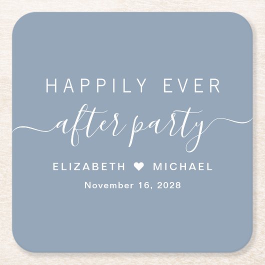 ダスティブルーパーティーの後の幸せ結婚な スクエアペーパーコースター (正面)